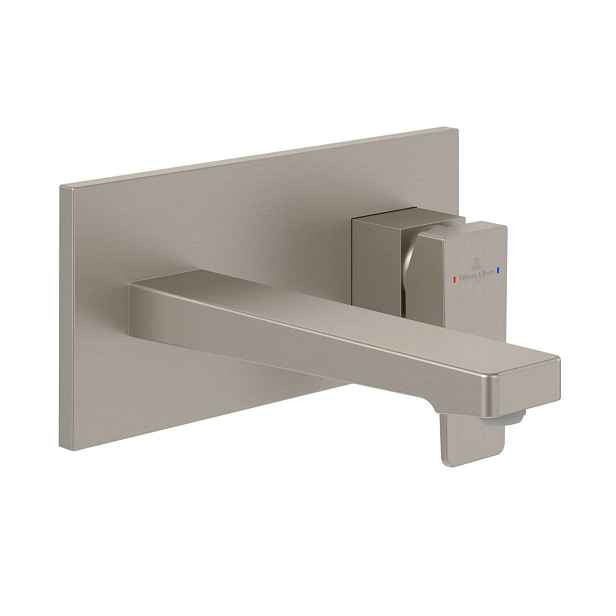 Villeroy & Boch Architectura Square - Umyvadlová baterie pod omítku, s výpustí Push-Open, matný kartáčovaný nikl TVW12500300064