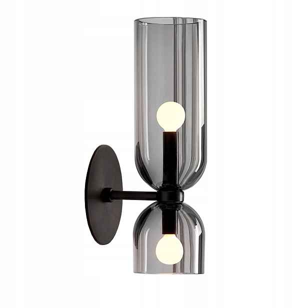 Nástěnná Lampa Černá Kouřová Stínidla 2xE14