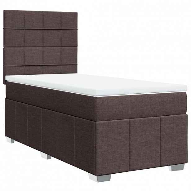 vidaXL Box spring postel s matrací tmavě hnědá 100 x 200 cm textil