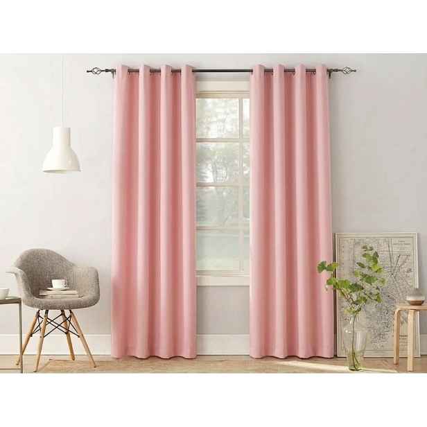 2x Růžový závěs OXFORD LIGHT 140x250 cm s kovovým kroužkem
