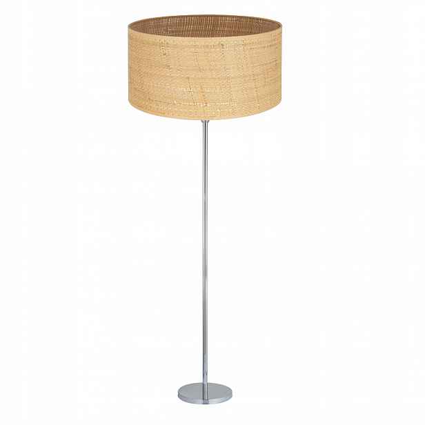 Podlahová Stojací Lampa Chrom Ratanové Stínidlo 40 CM E27