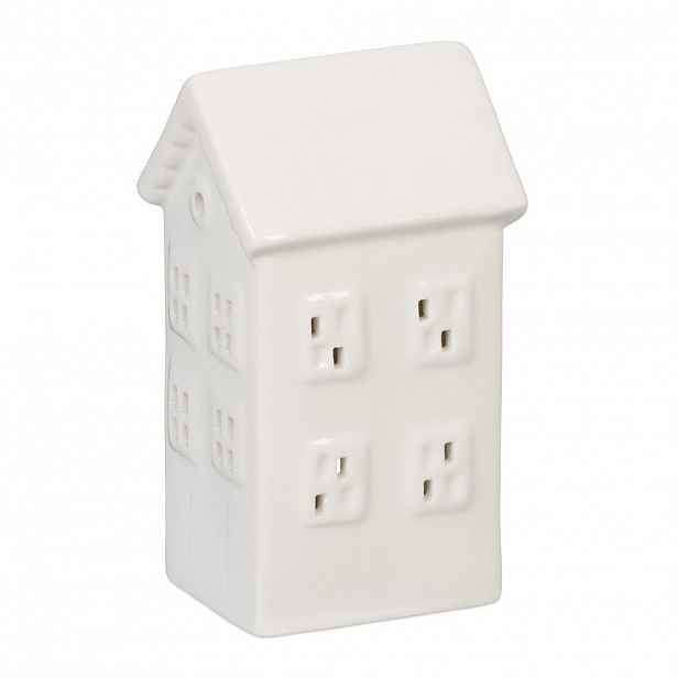 Relaxdays SVÍCEN Bílý porcelánový domeček na čajovou svíčku 12 cm