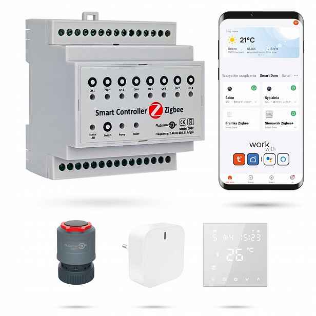 Sada pro podlahovku Zigbee Tuya CH8Z 7 místností s termostaty PRO2 Wh