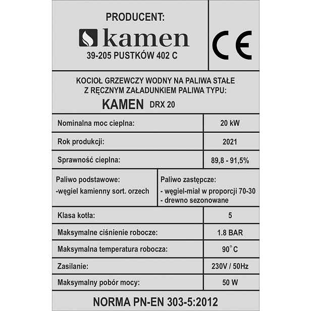 Samolepicí Jmenovka Kotel Kamen Drx 20 kW Gravírování 15x10 cm