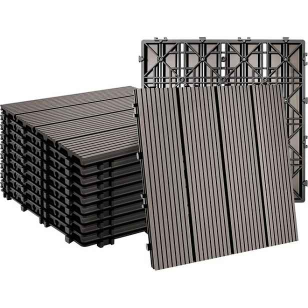 Terasové dlaždice Wpc 30 × 30 cm – sada 11 ks šedá 10053181