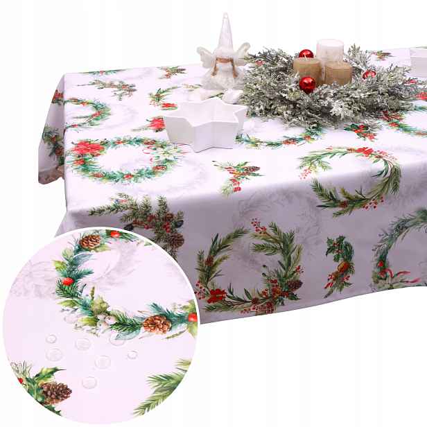 Vánoční ubrus na stůl 200x140 Bílý 1524 Skvrnitý k Vánocům