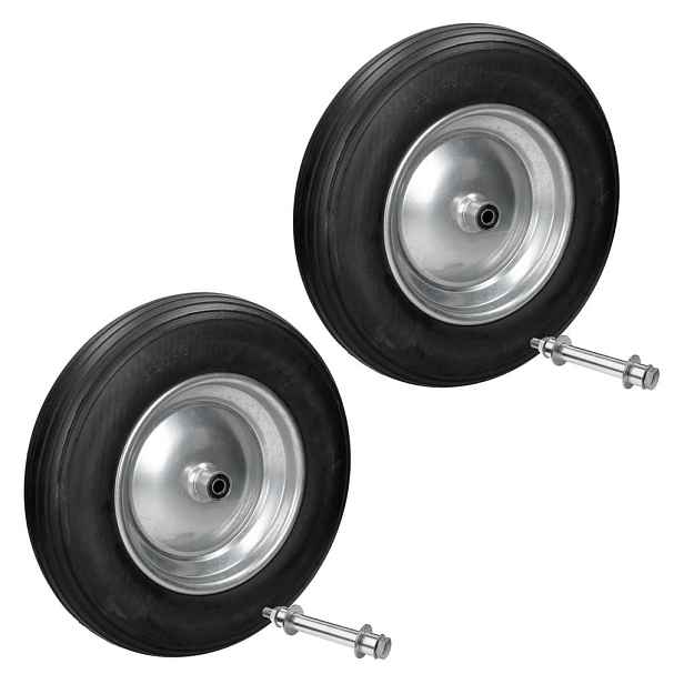 ECD-Germany KOLO NA KÁRU, sada 2 ks, z plné PU gumy, 3,50-8/Ø350 x 80 mm, černé