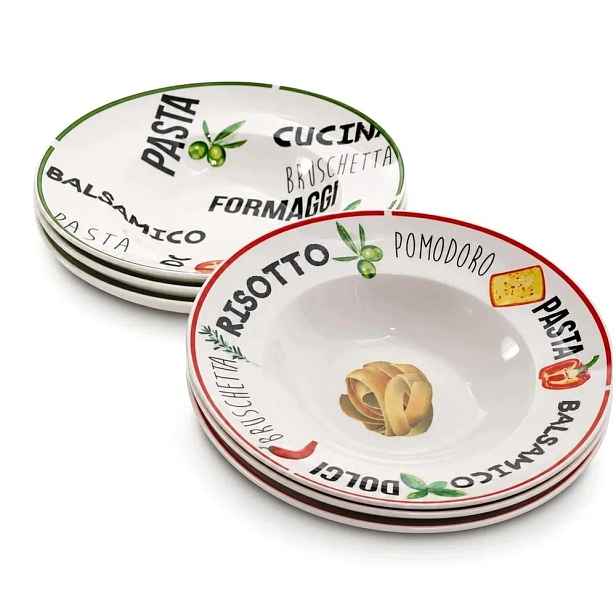 Sada talířů na pastu 6 ks Hluboké porcelánové 27,5 cm 500 ml