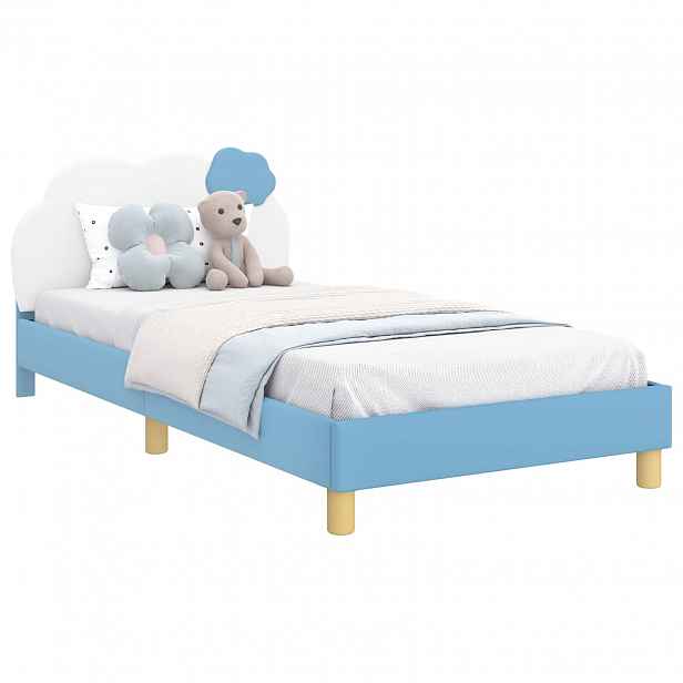 vidaXL Rám postele pro děti s čelem Modrá 90 x 190 cm PU