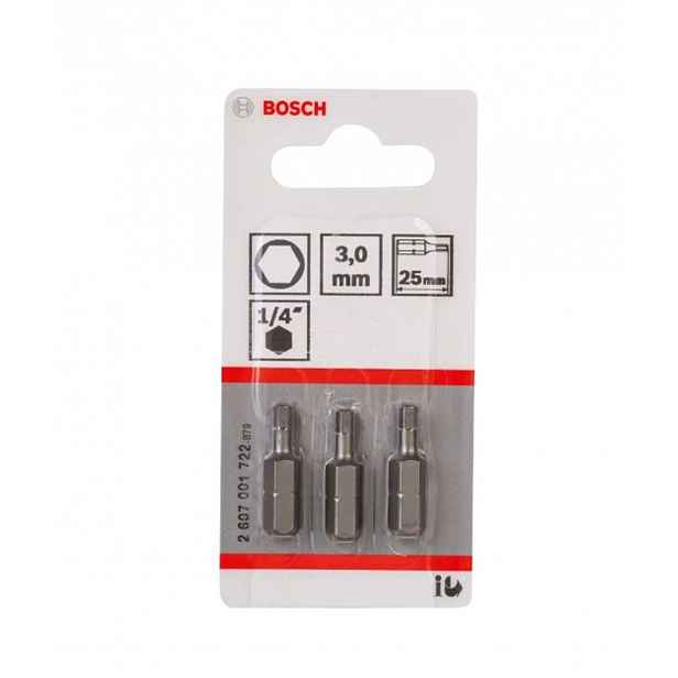 Bosch - Sada bitů HEX3, délka 25 mm, 3 ks 2607001722