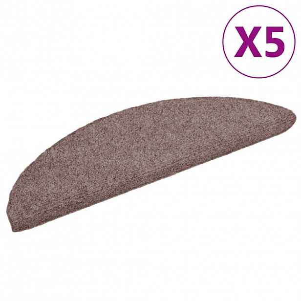 vidaXL Schodové rohože samolepicí 5 ks 56 x 17 x 3 cm světle hnědé, půlkulaté