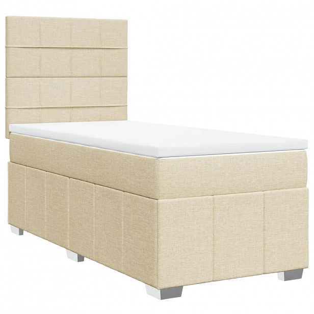vidaXL Box spring postel s matrací krémová 100 x 200 cm textil