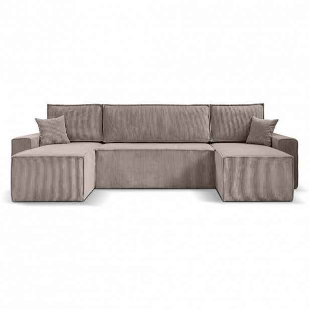 Beautysofa SEDACÍ SOUPRAVA Hektor U s funkcí spaní, 318 cm, cappuccino