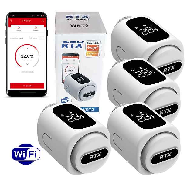 Sada 4x Termostatická Kartuše Rtx Termostat pro WiFi radiátor Tuya Smart