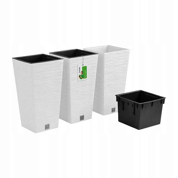 3x Květináč na květiny Květináč Furu DFSH240 Bílý