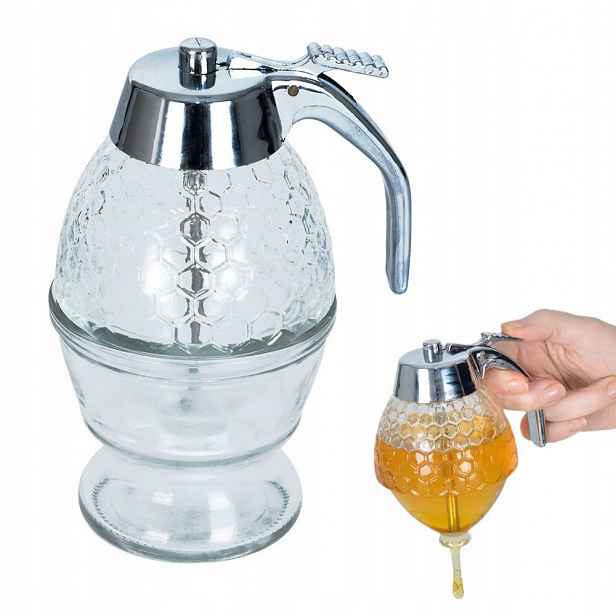 Dávkovač Na Med Skleněný Sklenicový S Naběračem Medovník 250ML
