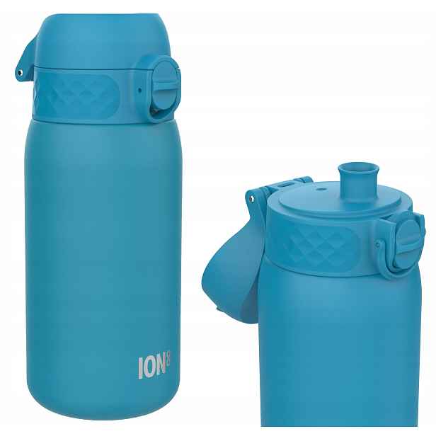 Lahev Na Pití Láhev na vodu pro děti ION8 s odměrkou kovová Blue 400 ml