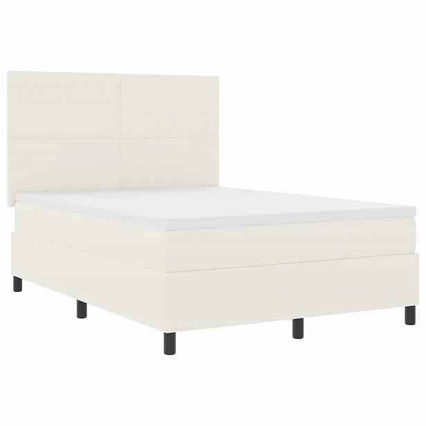 vidaXL Postel s boxspringem s čelo Krémová a bílá 160 x 200 cm