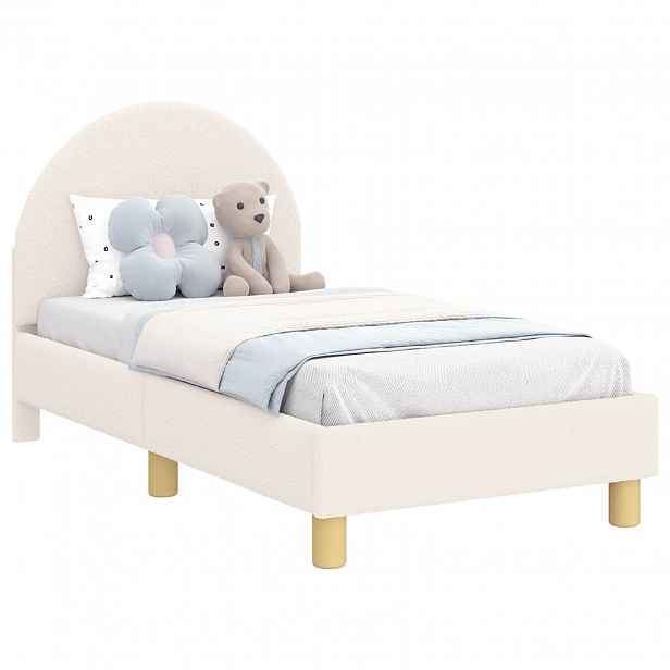 vidaXL Rám postele pro batole s čelem Krémová 70 x 140 cm Bouclé