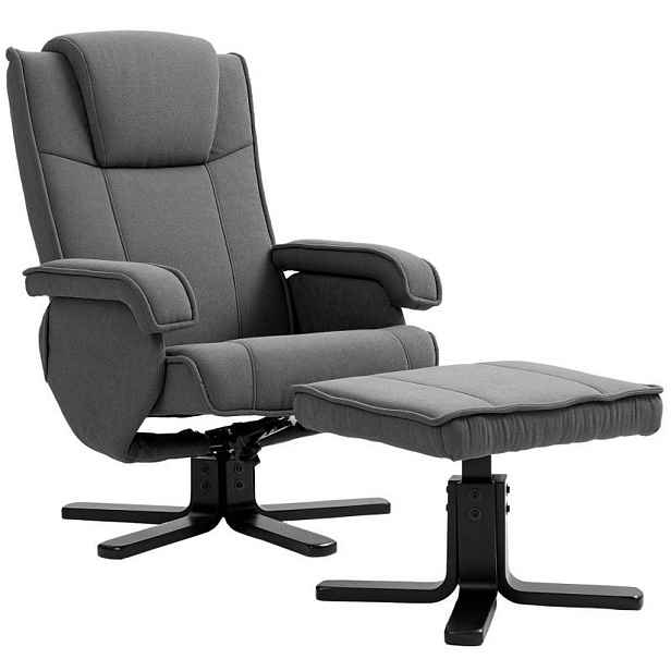 Redom RELAXAČNÍ křeslo s podnožkou 87/67/96 cm, polohovatelné, houpací a otočné 360°, polyester, tmavě šedá