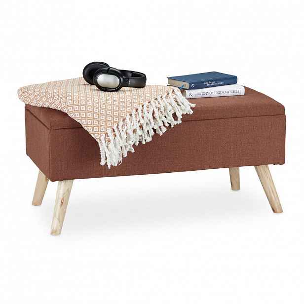 Relaxdays LAVICE Hnědá čalouněná s úložným prostorem 79,5 cm