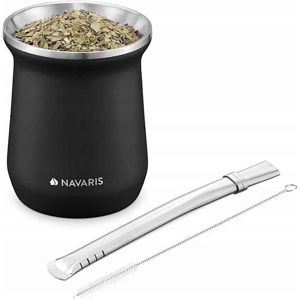 Yerba Set Mate Kovový Hrnek Z Nerezové Oceli Brčko A Kartáč