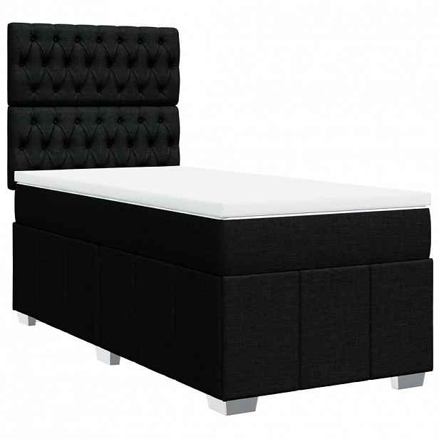vidaXL Box spring postel s matrací černá 100 x 200 cm textil