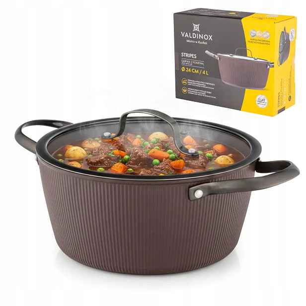 Hrnec S Víkem Na Indukci Gaz 4L 24CM Valdinox Hliníkový Nepřilnavý