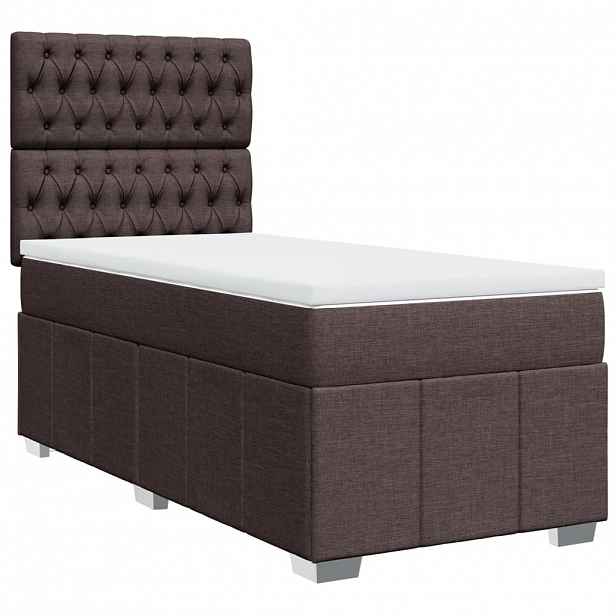 vidaXL Box spring postel s matrací tmavě hnědá 100 x 200 cm textil