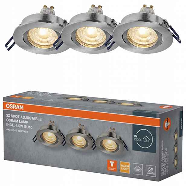 3x Podomítkové stropní svítidlo Halogenové Led Spot Pohyblivé GU10 4.5W 2700K