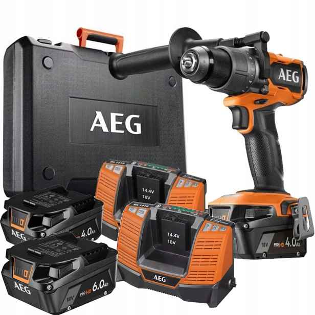 Aeg Aku Vrtačka +2x Akumulátor 4.0Ah 2xNabíječka Akumulátor 6.0Ah