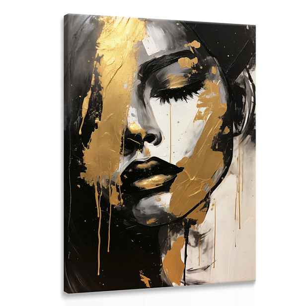 Muralo OBRAZ NA PLÁTNĚ Žena TVÁŘ Portrét Abstrakce Glamour Nástěnná dekorace pro obývací pokoj Ší. 70cm x Vý. 100cm C70-100
