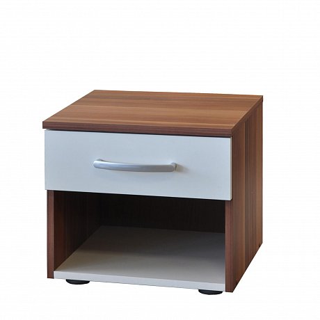 Noční stolek 60140, ořech/bílá