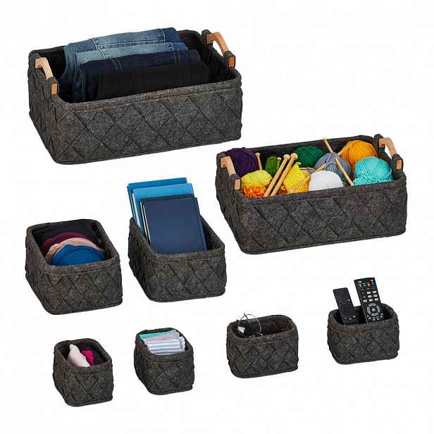 Relaxdays ORGANIZÉR tmavě šedý plsť 8dílný-set