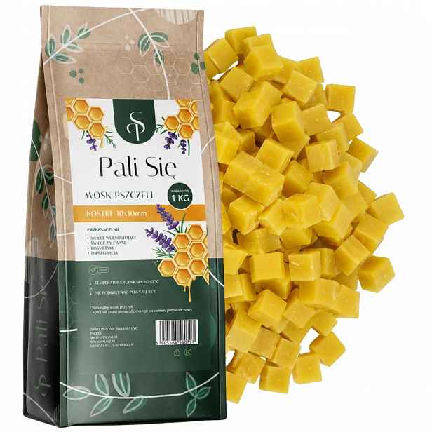 Vosk Pro Včelí Svíčky přírodní 1 kg žlutá kostka, Čištěný vosk Polský