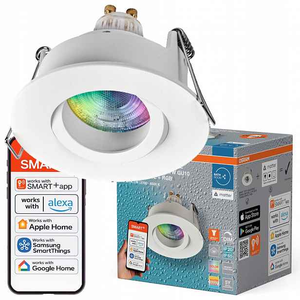 Led koupelnové podomítkové svítidlo GU10 Cct Rgb IP65 Smart WiFi Matter Osram
