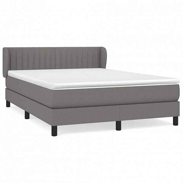 vidaXL Box spring postel s matrací tmavě šedý 140 x 190 cm textil