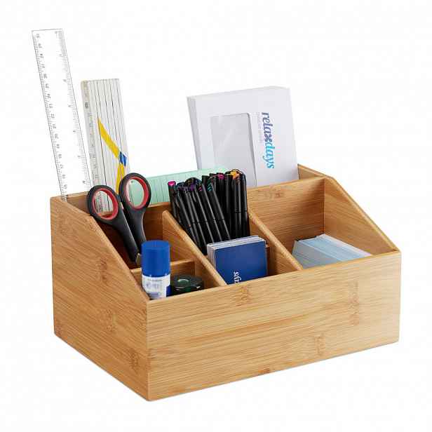 Relaxdays ORGANIZÉR Přírodní bambus 6 přihrádek 28 cm