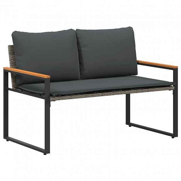 vidaXL lavice s polštářem Šedá a tmavě šedá 115 x 65 x 72 cm Ratan