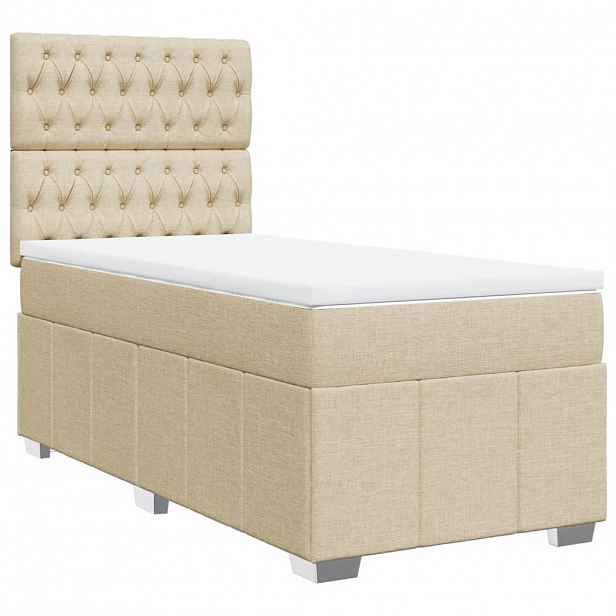 vidaXL Box spring postel s matrací krémová 100 x 200 cm textil
