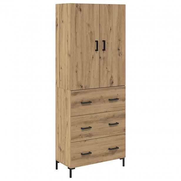 vidaXL Vysoký bufet Artisanový dub 69,5 x 34 x 180 cm Kompozitní dřevo