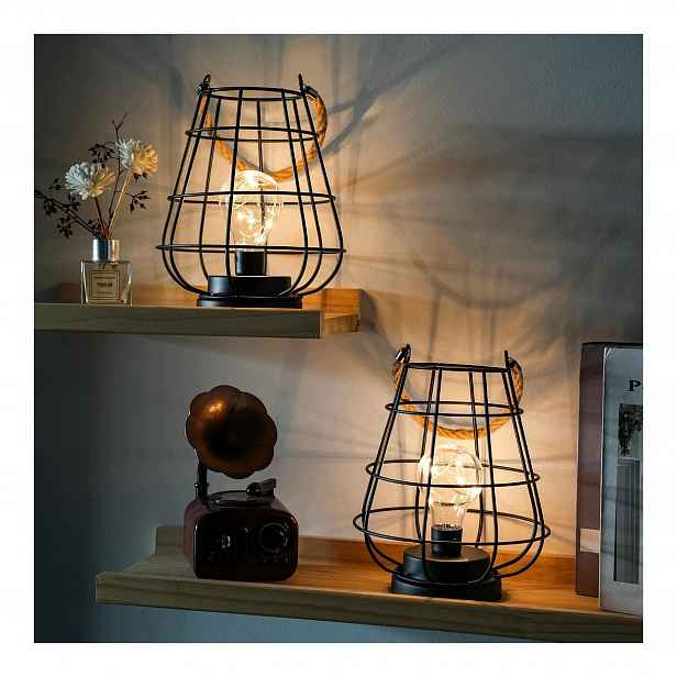 Dekorativní stolní Led lampička na baterie vintage v kleci, sada 2 ks