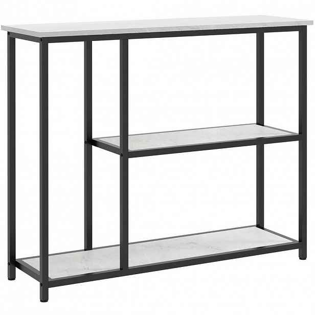 Modfu KONZOLOVÝ stolek z oceli a dřevotřísky 100x30x80 cm bílý se 2 policemi a ochranou proti převrácení