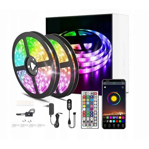 Sada Led Pásků 20M Rgb 5050 Bluetooth Ovladač Hudby Led diody Dálkový Ovladač Aplikace