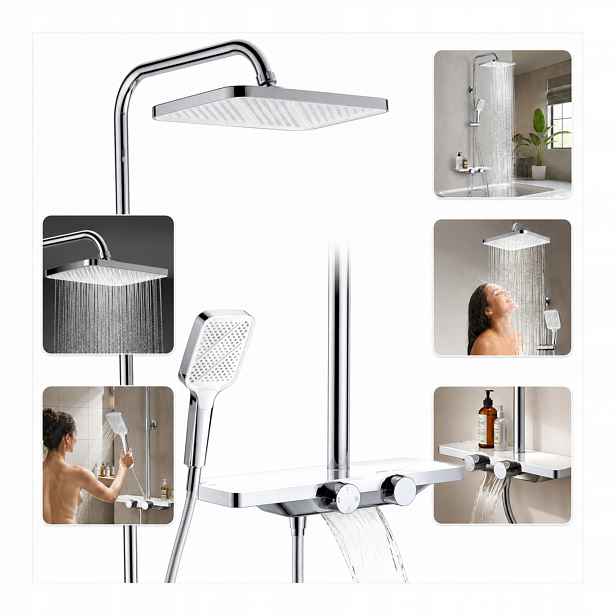 Sprchový Set Termostat na omítku Dešťová sprcha 30 cm Chrom Lesklá