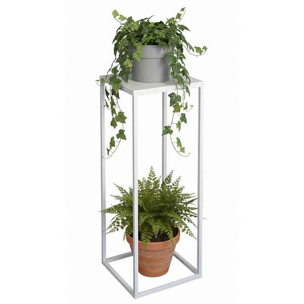 Stojan Držák Na Květináč Loft Kovový Stojící Police Regál Na Květiny Bílý 70 CM