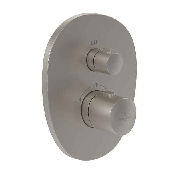 Villeroy & Boch Antao - Termostatická baterie pod omítku, pro 2 spotřebiče, s tělesem, matný kartáčovaný nikl TVS11100300064