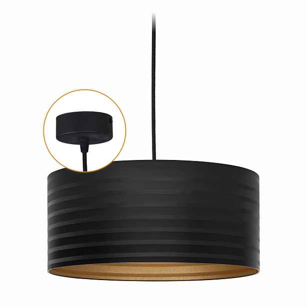 Závěsná lampa Cerlux Černo Zlatá s pruhovaným stínidlem 35 cm Klosz 1x E27