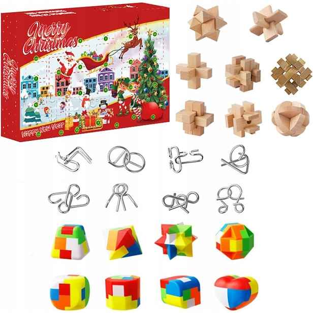 16KA Adventní Kalendář Kovové Hlavolamy 24 Pro Děti I Dospělé