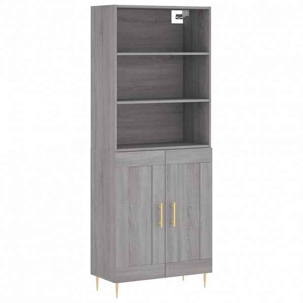 vidaXL Skříň highboard šedá sonoma 69,5 x 34 x 180 cm kompozitní dřevo